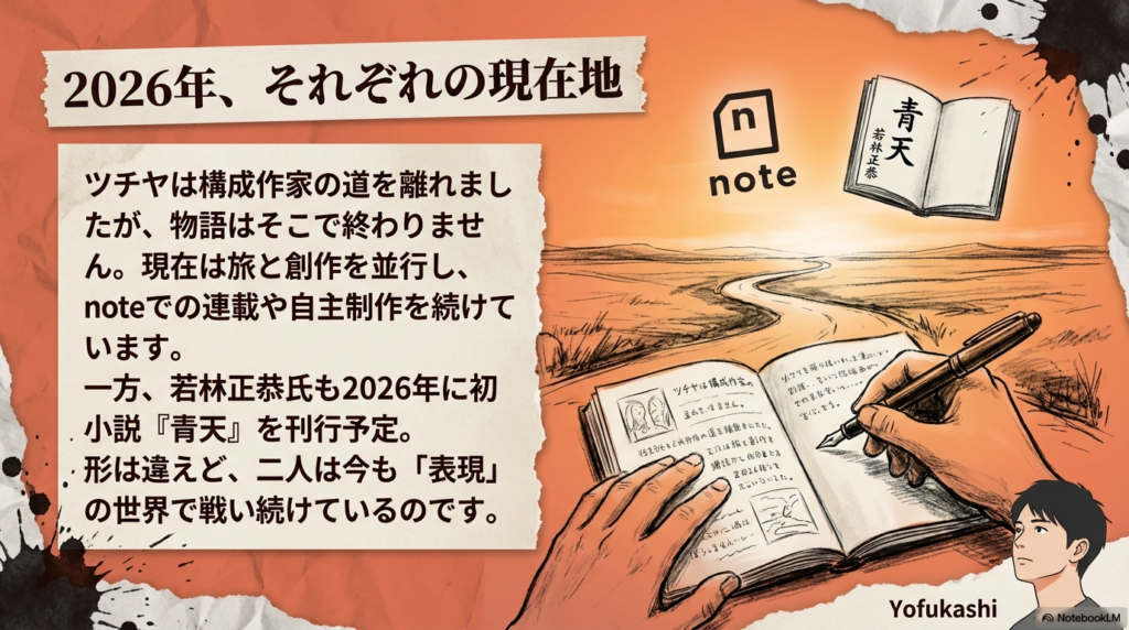 構成作家を離れ創作を続けるツチヤと、2026年に小説『青天』を刊行する若林正恭の現在地