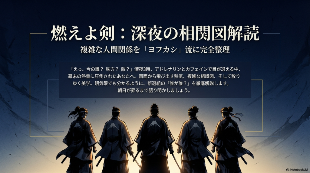 映画『燃えよ剣』相関図で人物関係を解説！芹沢鴨の女と山田涼介の減量秘話も