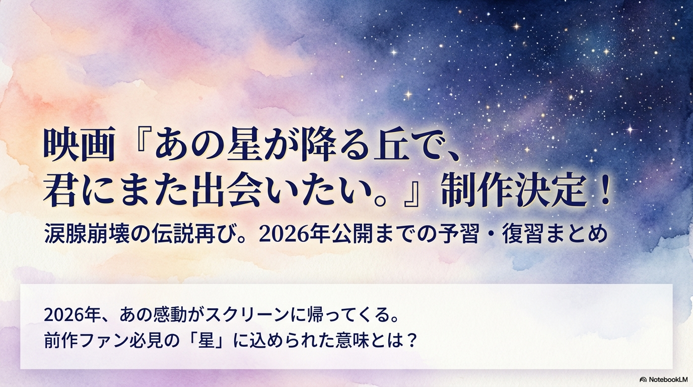 【2026年続編】映画『あの星が降る丘で』公開決定！原作小説との違いや福山雅治の主題歌、キャスト続投は？